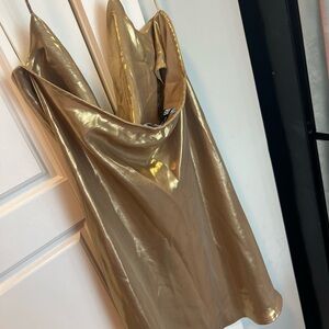 Zara Metallic Gold Mini Dress